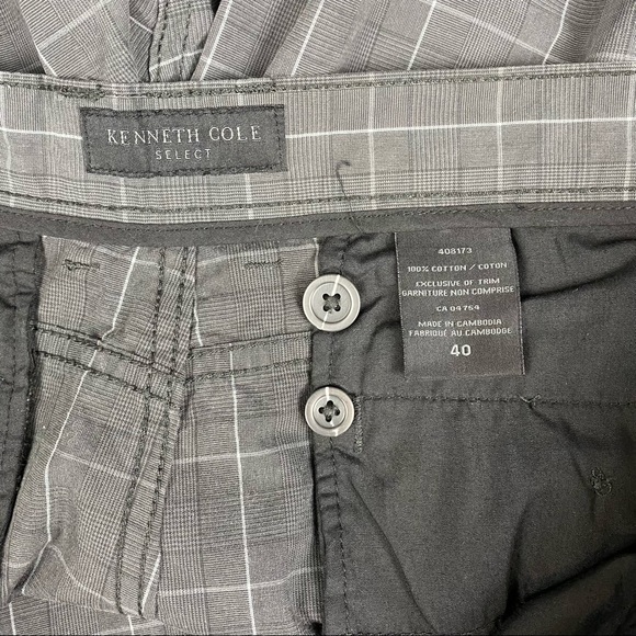 KENNETH COLE Men's Dark Grey Plaid Flat Front Shorts Size 40 - Picture 9 of 11